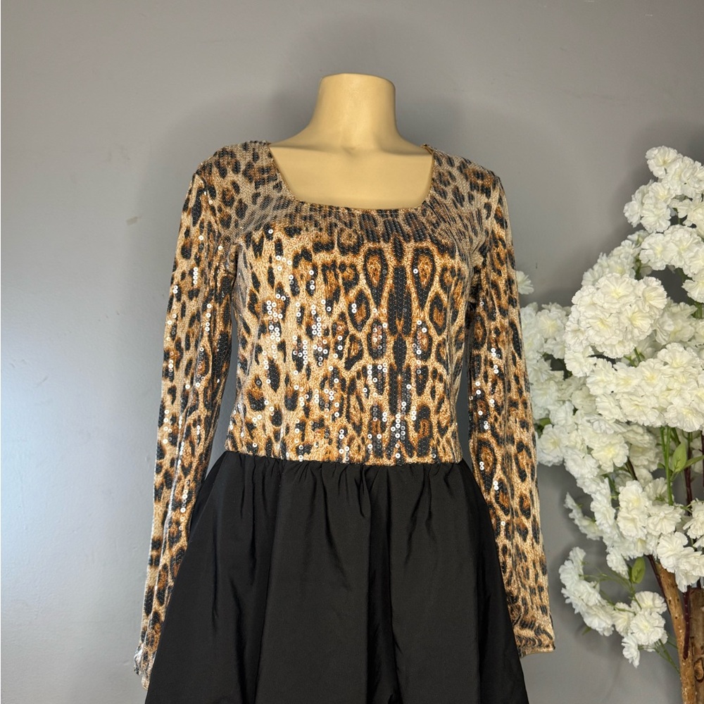 Leopard Print Sequin Dress